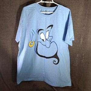 Disney Parks Aladdin Genie Large Smiling Face Blue Graphic Tee NEAR NEW 2XL